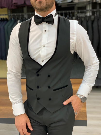 Stefano Black Slim Fit Shawl Lapel Tuxedo