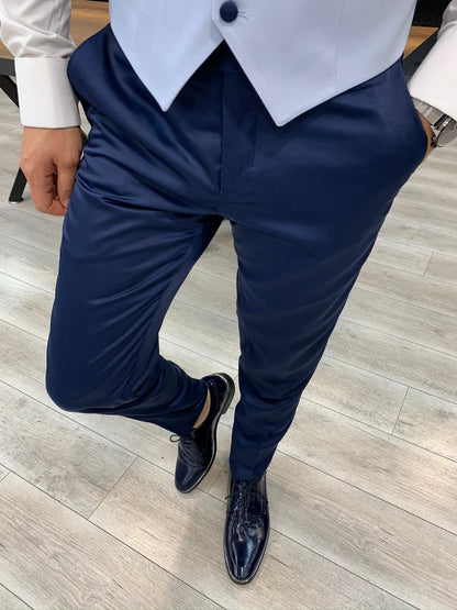 Wilson Sky Blue Slim Fit Peak Lapel Tuxedo: Perfect for Formal Occasions