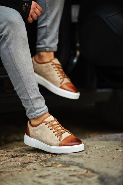 Prince Eva Sole Leather Beige Sneakers - Versatile Elegance for Every Occasion