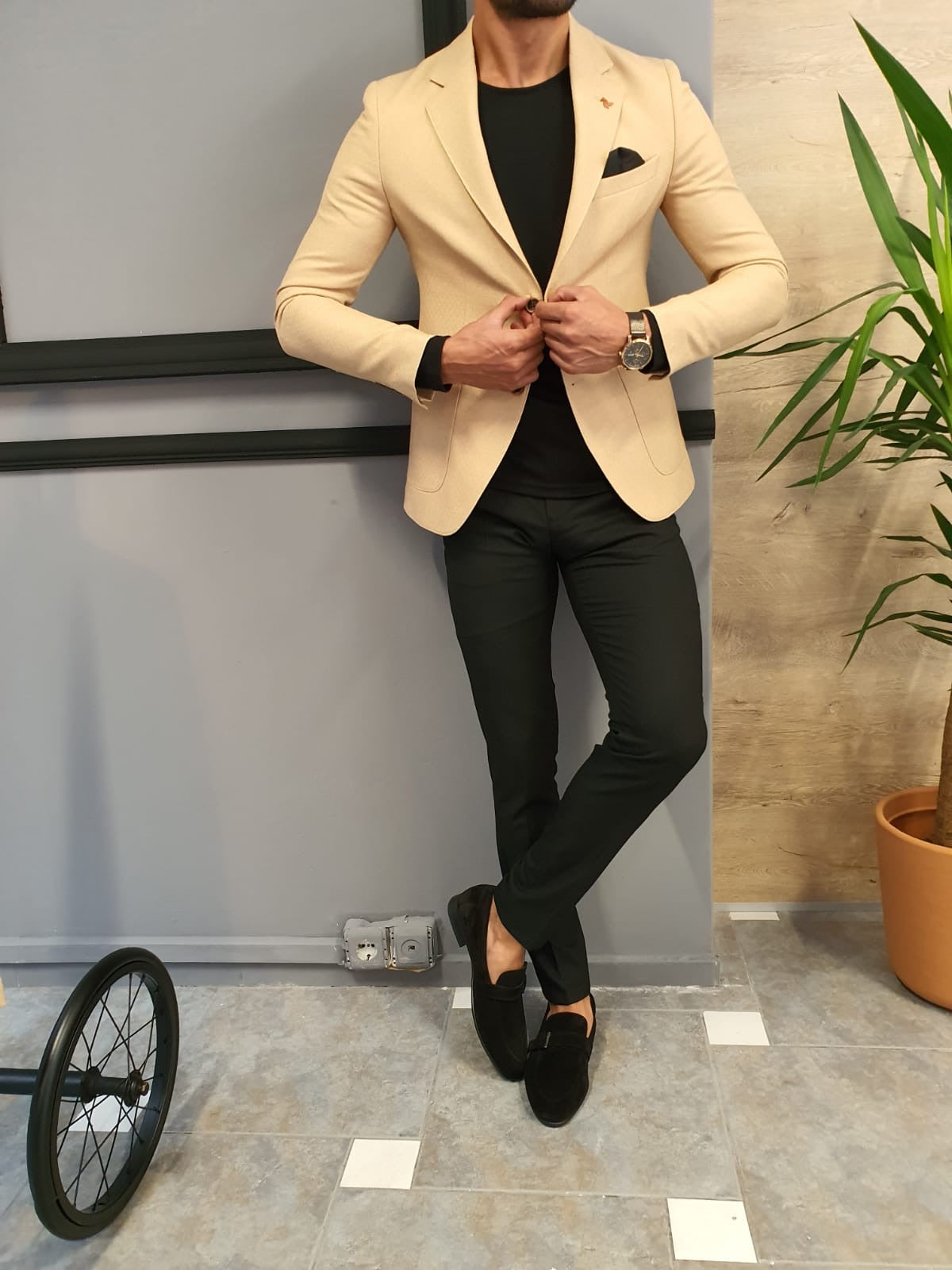 Edmond Beige Slim Fit Blazer - Versatile Elegance for Any Occasion
