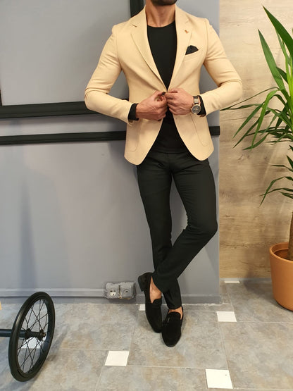 Edmond Beige Slim Fit Blazer - Versatile Elegance for Any Occasion
