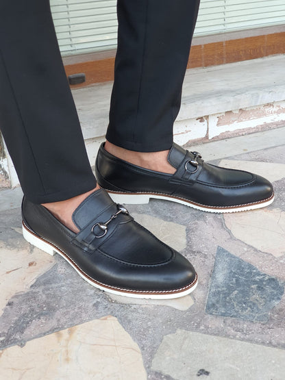 Montreal Black Bit Loafers - Elegant Leather Footwear for Men