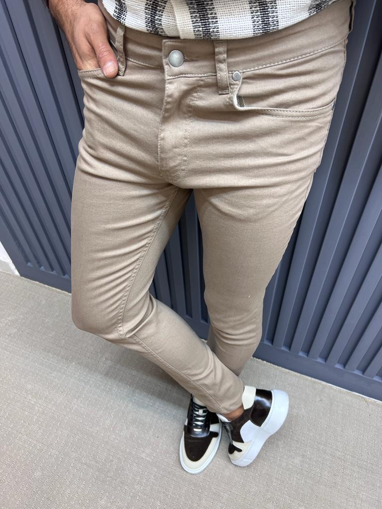 Sorento Beige Slim Fit Cotton Pants for Every Occasion
