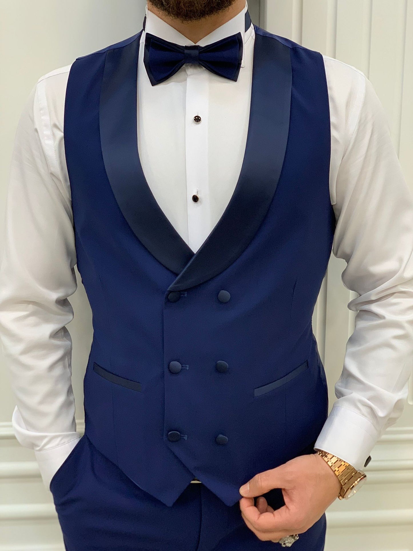 Perris Navy Blue Slim Fit Tuxedo