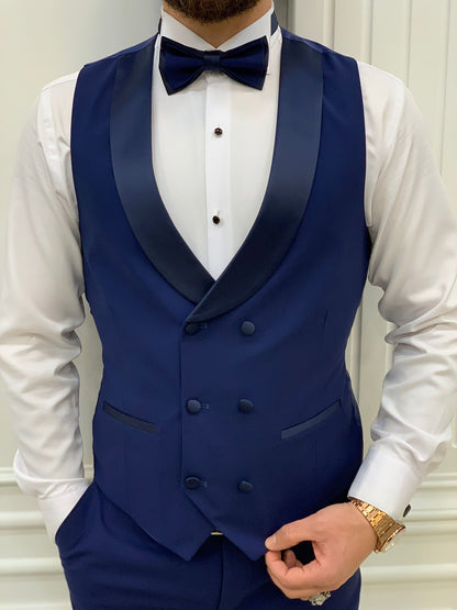 Perris Navy Blue Slim Fit Tuxedo