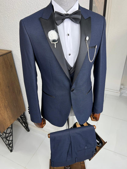 Veneta Slim Fit Dovetail Collared Navy Blue Tuxedo