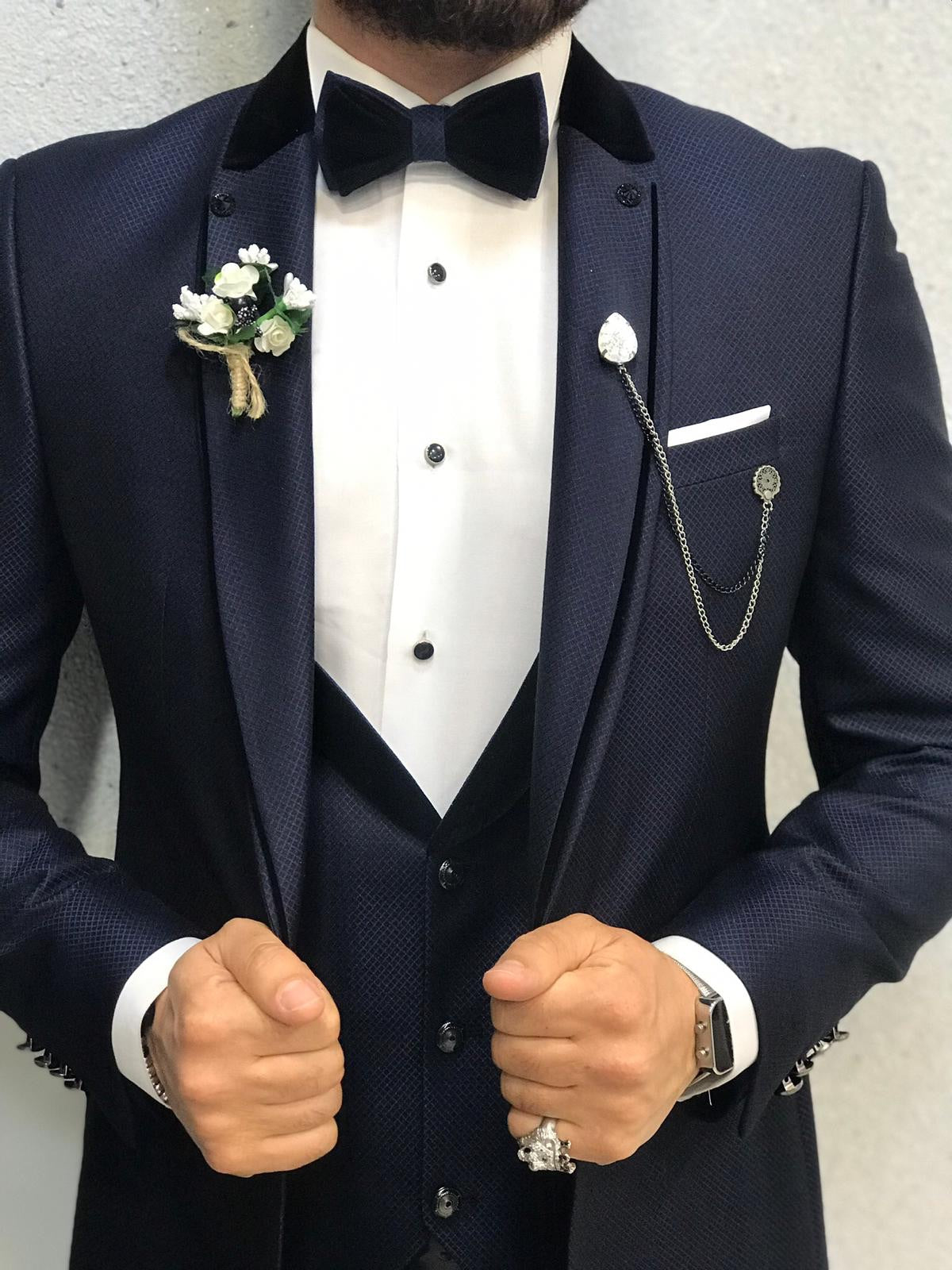 Lazio Navy Blue Slim-Fit Tuxedo