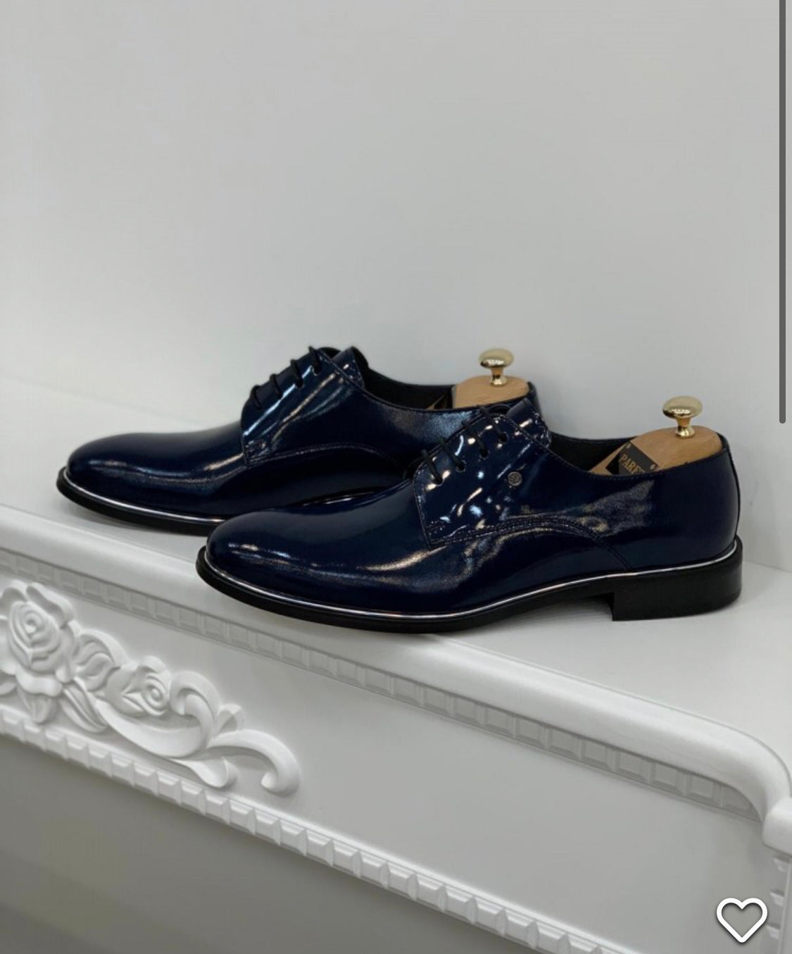 Berton Navy Blue Leather Lace-Up Classic Shoes