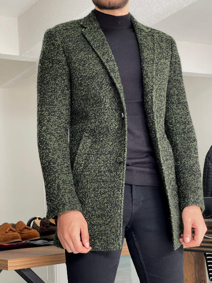 Melbourne Khaki Slim Fit Wool Long Coat