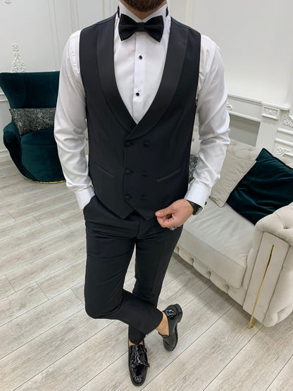 Avion Black Slim Fit Shawl Lapel Tuxedo: The Pinnacle of Formal Elegance