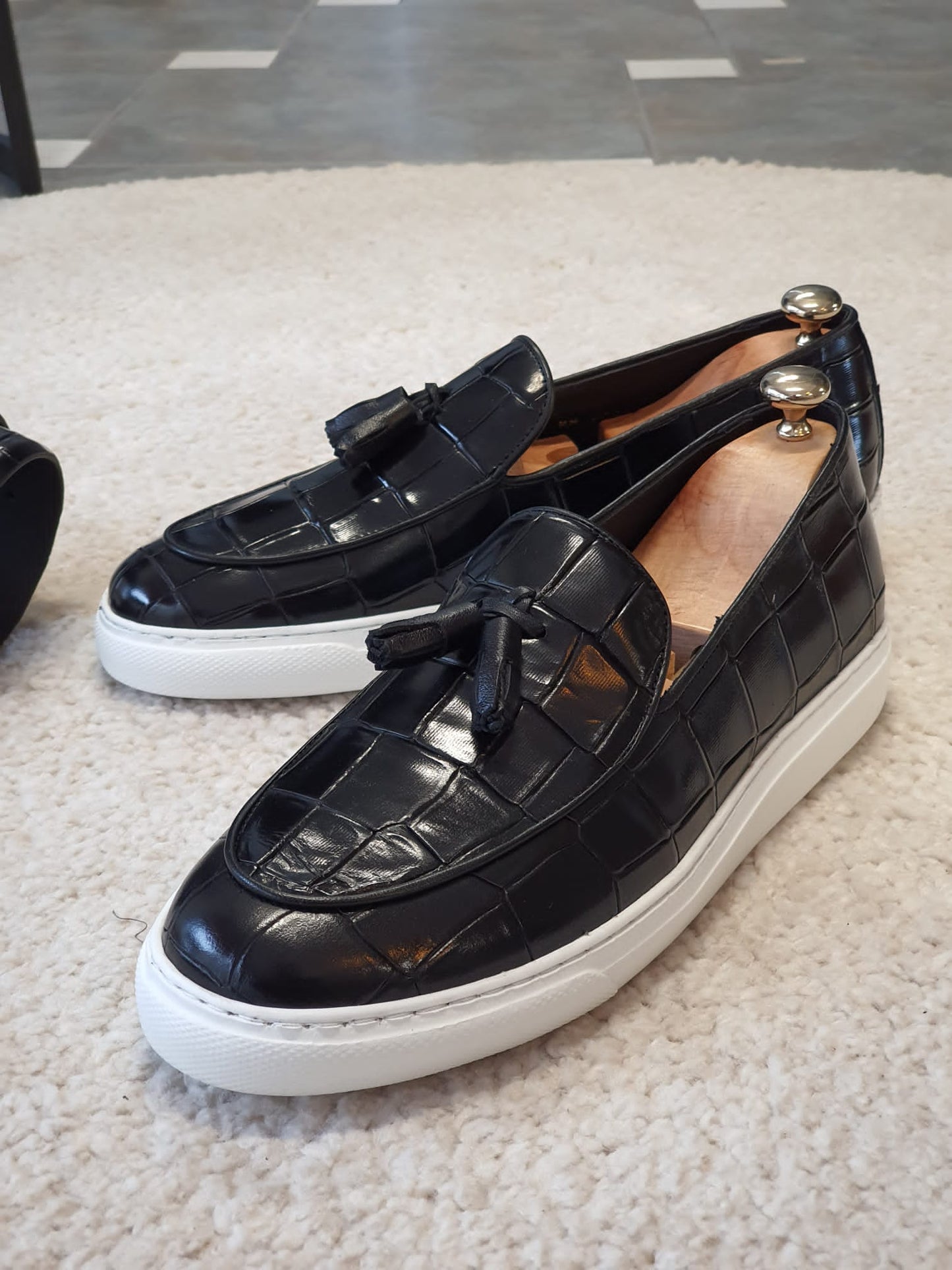 Berton Black Tassel Loafers