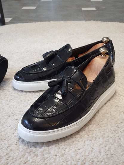 Berton Black Tassel Loafers
