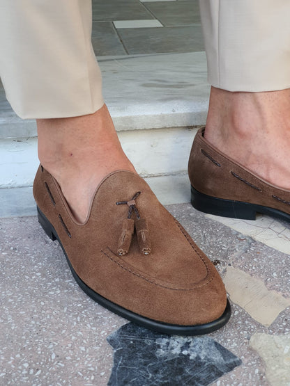 Cole Brown Suede Tassel Loafers - Elegant Comfort for Every Occasion