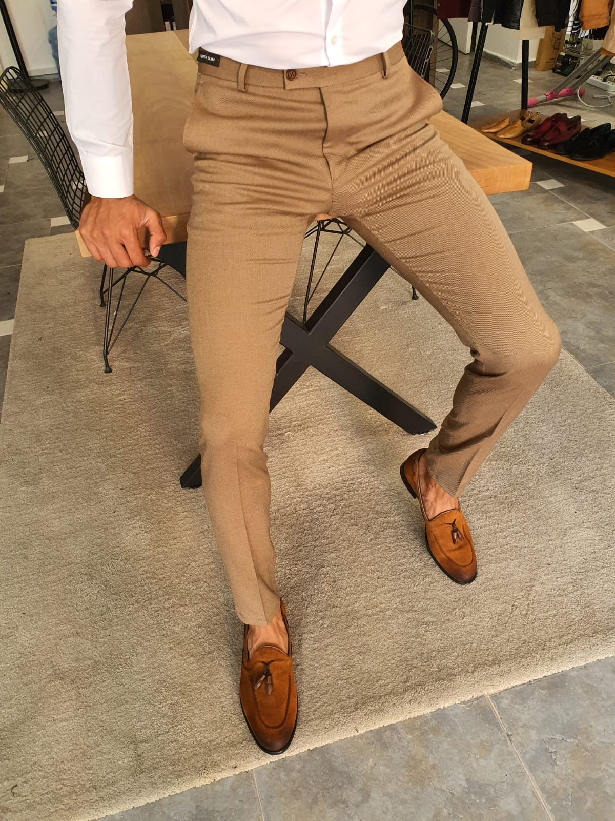 Stefano Camel Slim Fit Pants – Versatile Elegance for Every Occasion