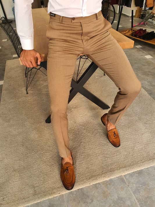 Stefano Camel Slim Fit Pants – Versatile Elegance for Every Occasion