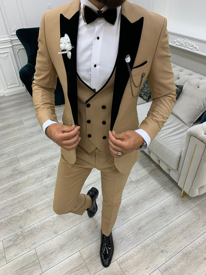 Acacia Golden Slim Fit Velvet Peak Lapel Tuxedo