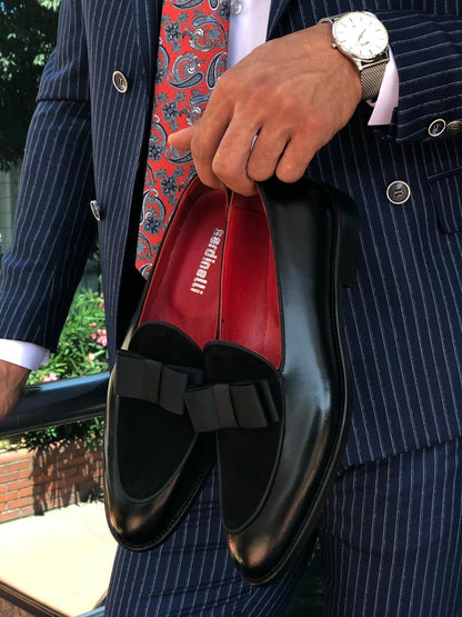 Polished Leather Sardinelli Loafers with Silk Bow