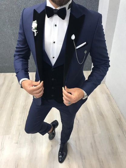 Acacia Navy Blue Patterned Tuxedo