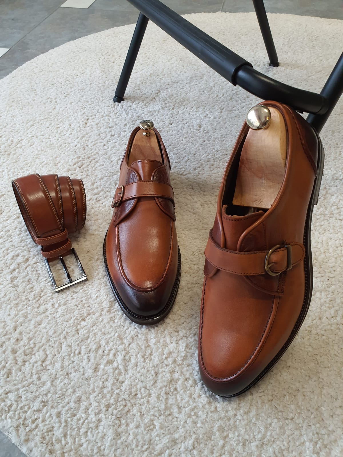 Antonio Tan Buckle Loafers - Premium Leather Comfort