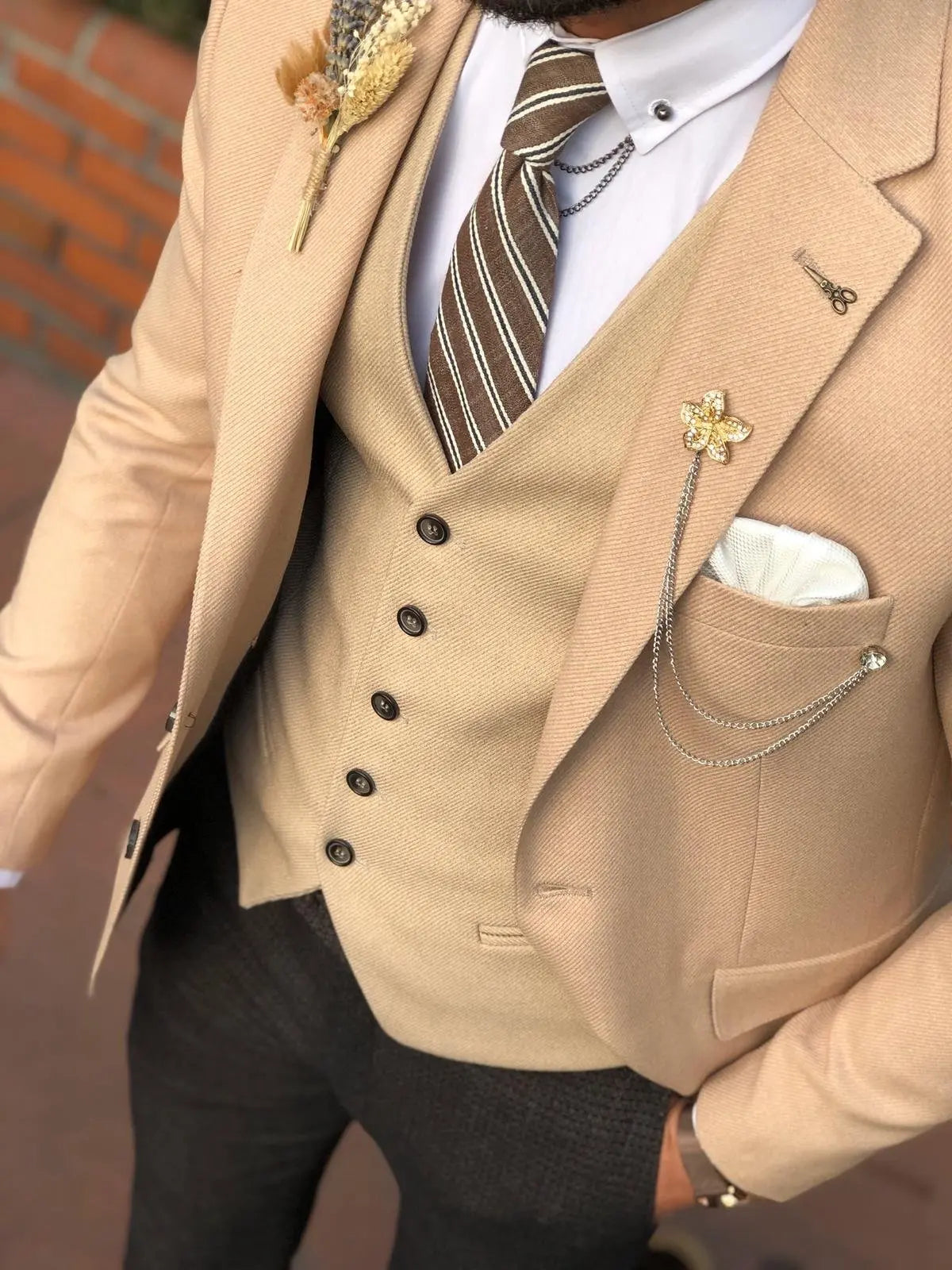 Multi Slim-Fit Suit Vest Beige for Effortless Elegance BOJONI