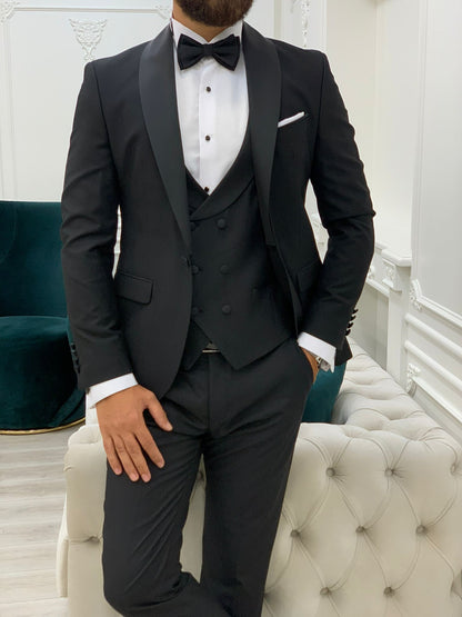 Lazio Black Slim Fit Shawl Lapel Tuxedo