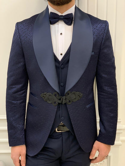 Lopez Navy Blue Slim Fit Tuxedo