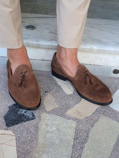 Cole Brown Suede Tassel Loafers - Elegant Comfort for Every Occasion
