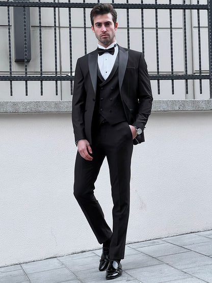 Fabio Black Peak Lapel Slim Fit Tuxedo