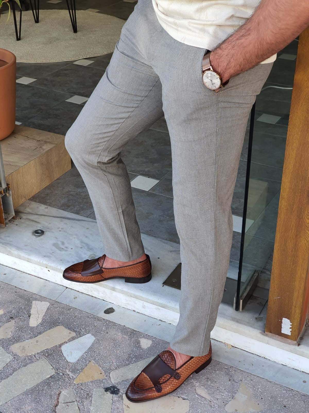Bristol Light Brown Slim Fit Cotton Pants for Every Occasion