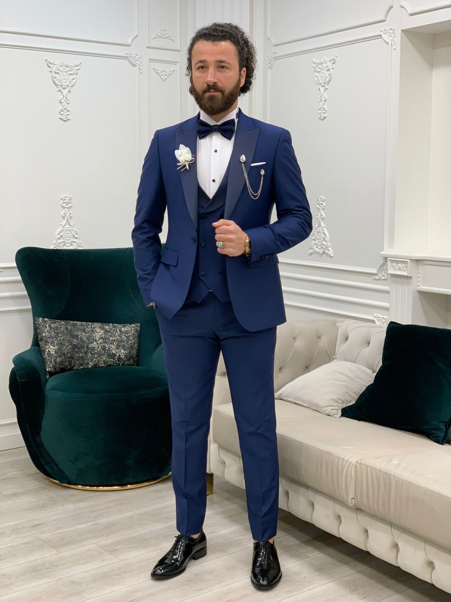 Perris Indigo Slim Fit Tuxedo - The Ultimate Formalwear Statement