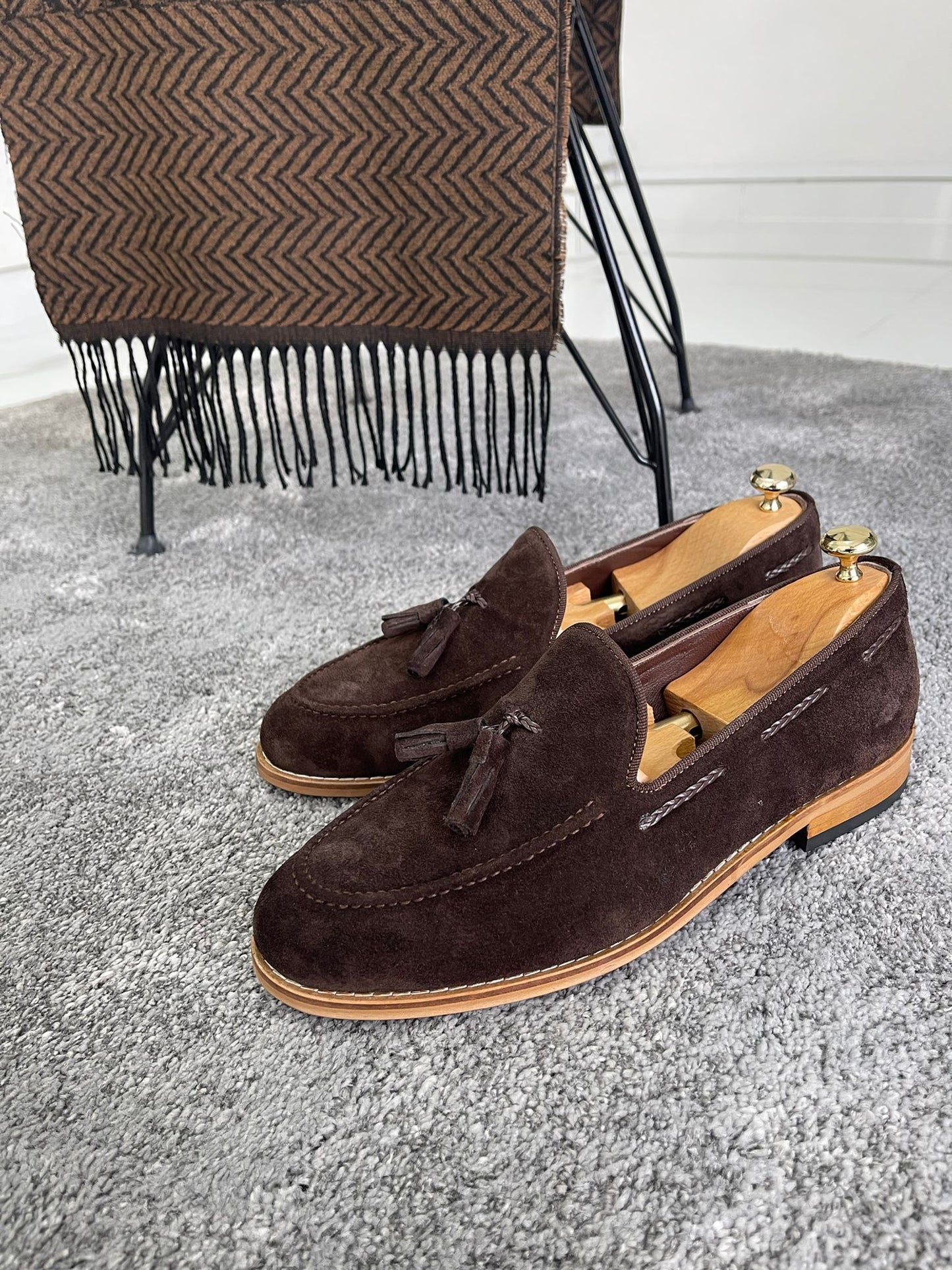 Remy Brown Suede Tassel Loafers for Men