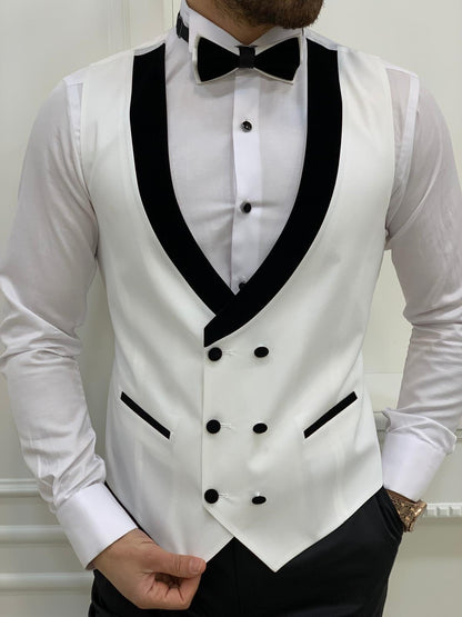 Austin White Slim Fit Shawl Lapel Tuxedo - Elevate Your Formal Look
