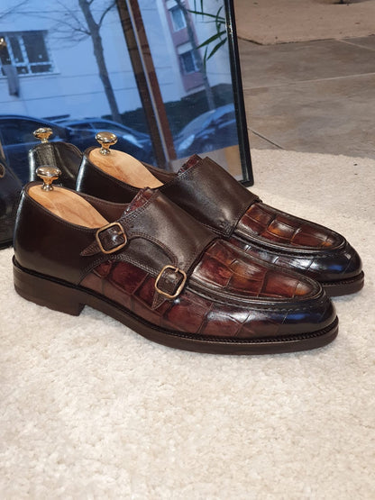 Montreal Brown Monk Strap Loafers for Men