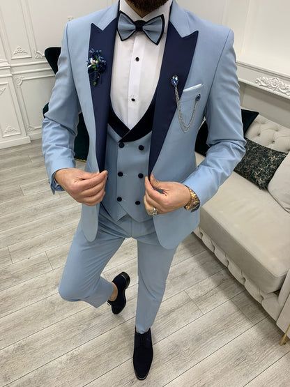 Perris Ice Blue Slim Fit Tuxedo