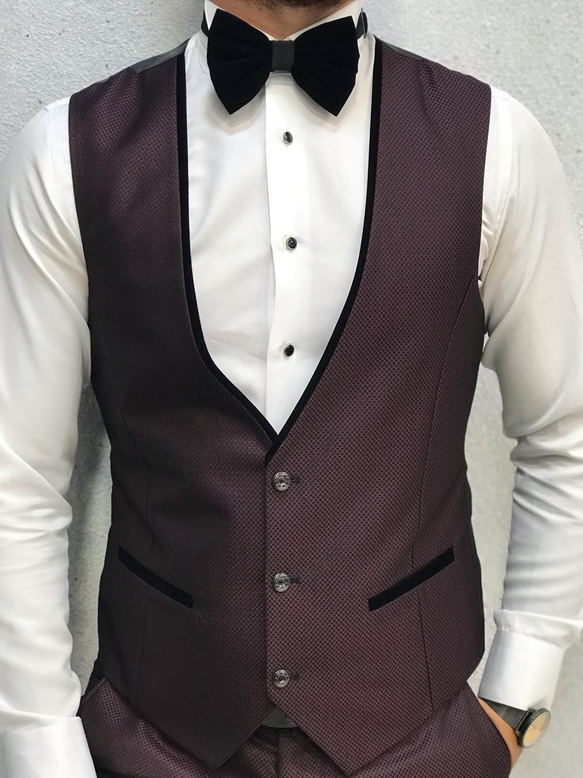 Acacia Claret Red Slim Fit Tuxedo