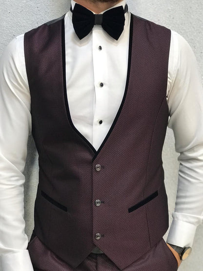 Acacia Claret Red Slim Fit Tuxedo