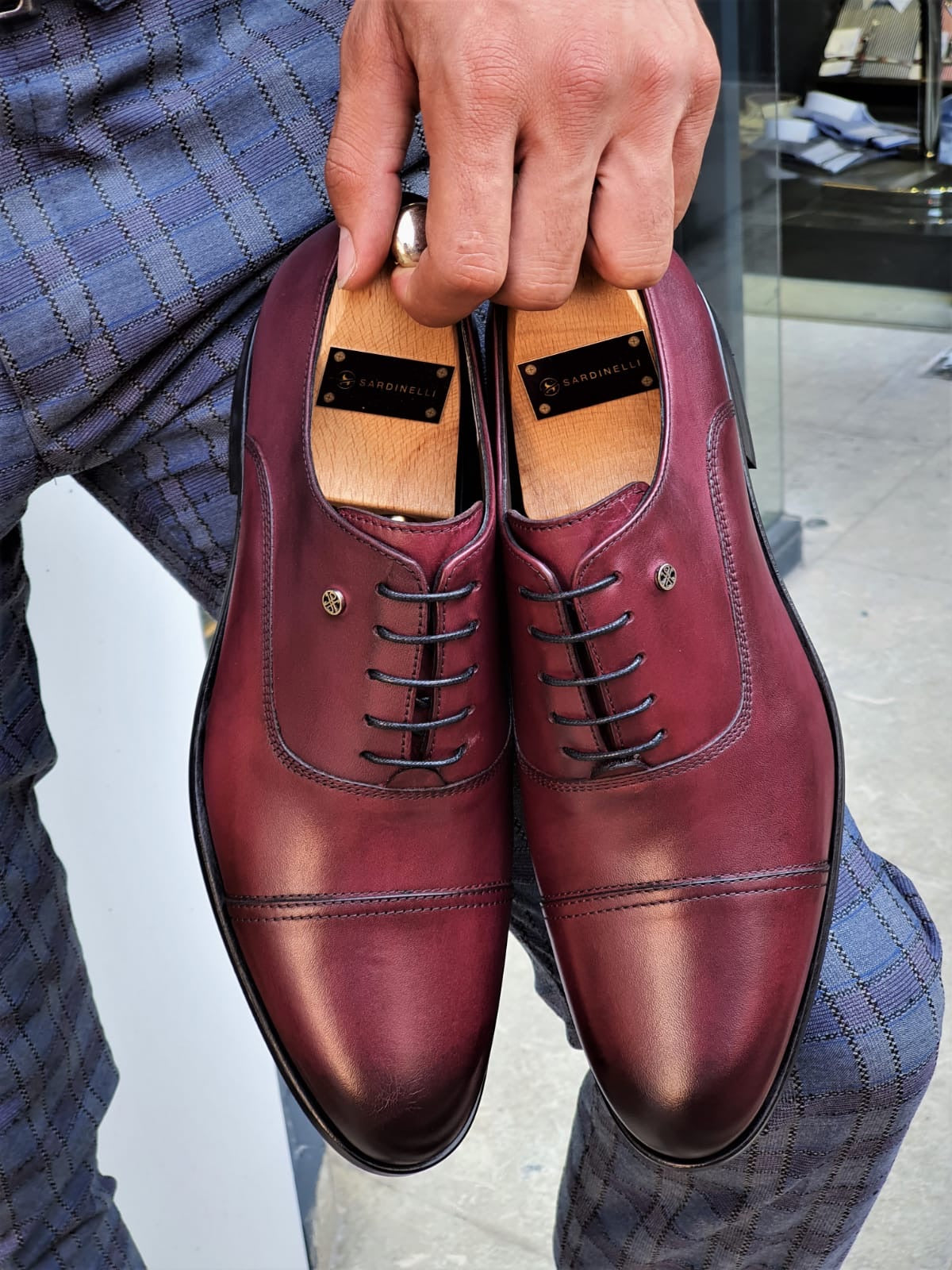 Stefano Burgundy Wholecut Oxfords: The Epitome of Sophisticated Footwear