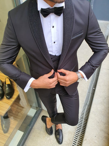 Midvale Black Slim Fit Shawl Lapel Tuxedo