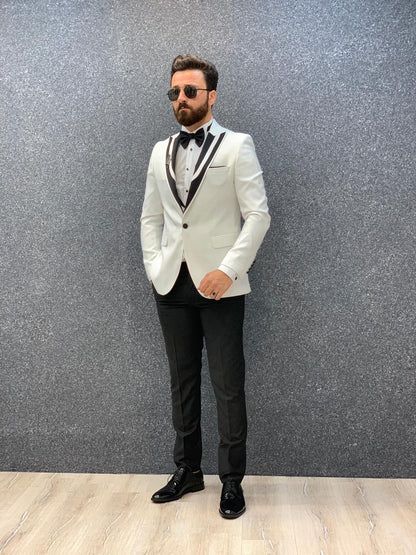 Lazio White Slim Fit Tuxedo for Men