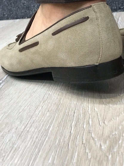 Tassel Suede Leather Cream Loafers