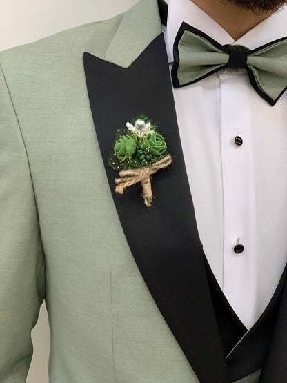 Perris Water Green Slim Fit Tuxedo