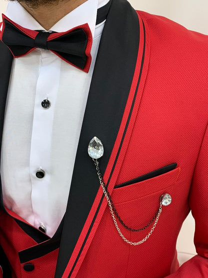 Napoli Red Slim Fit Shawl Lapel Tuxedo