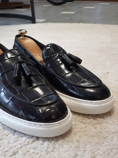 Berton Black Tassel Loafers