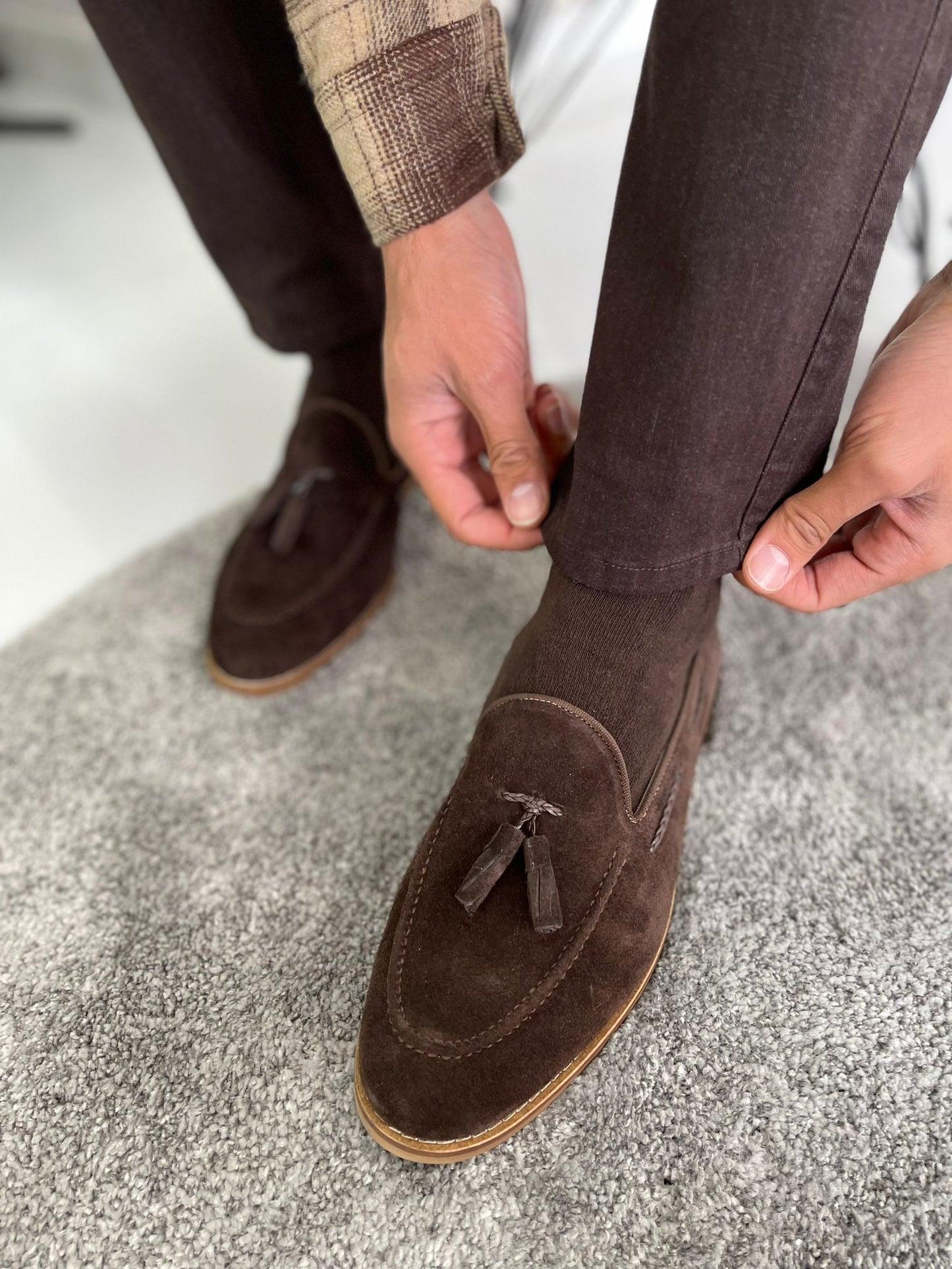 Remy Brown Suede Tassel Loafers for Men