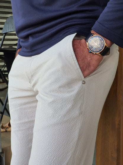 Montreal White Slim Fit Cotton Pants for Ultimate Versatility