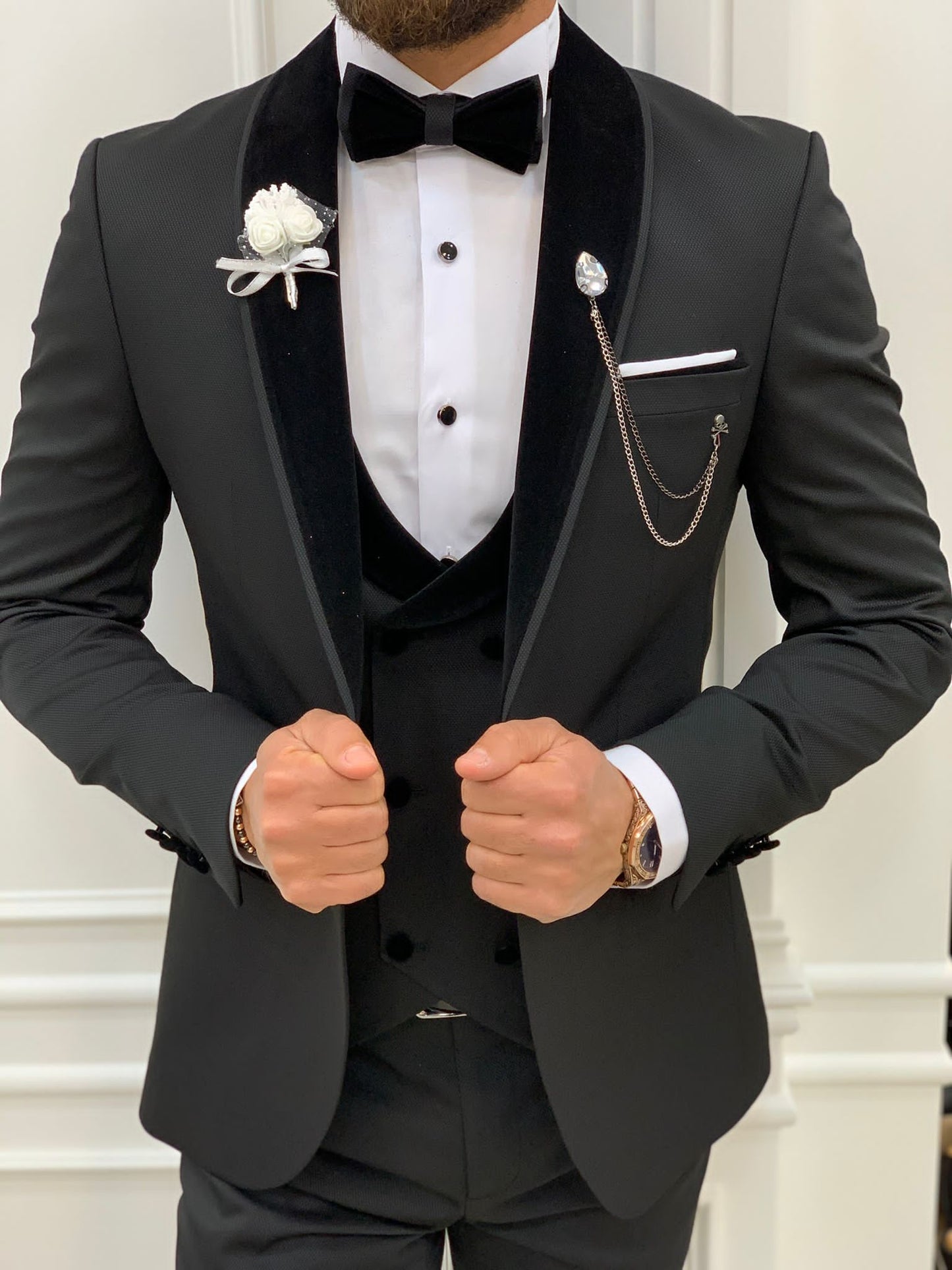 Wilson Black Velvet Shawl Lapel Tuxedo - Elevate Your Formal Attire