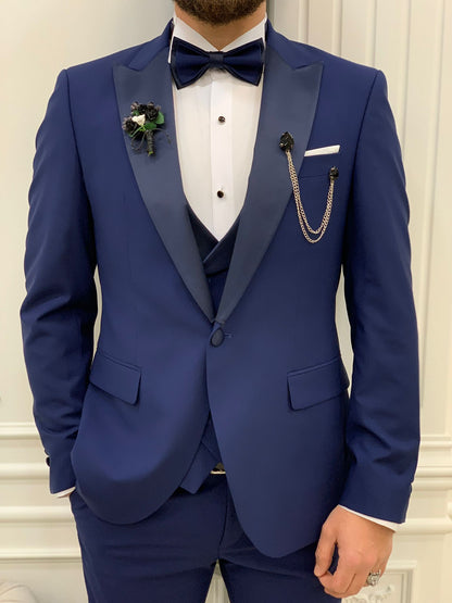 Perris Navy Blue Slim Fit Tuxedo