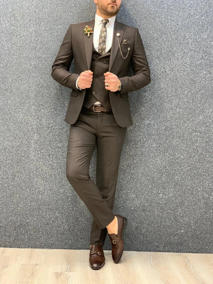Lancaster Coffee Slim Fit Suit: Elegance Redefined brabion