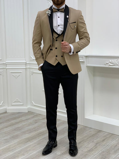 Napoli Gold Slim Fit Shawl Lapel Tuxedo - Elevate Your Formal Look