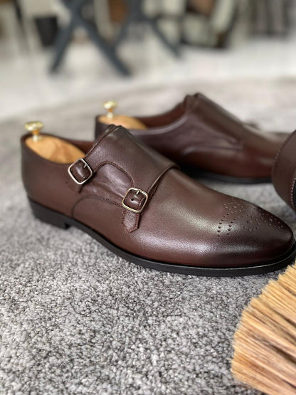 Remy Brown Double Monk Straps - Elegant Leather Shoes for Every Occasion